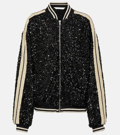 Shop Palm Angels Sequined Blouson In Black