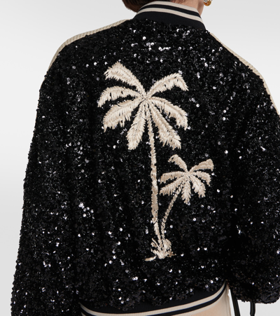 Shop Palm Angels Sequined Blouson In Black
