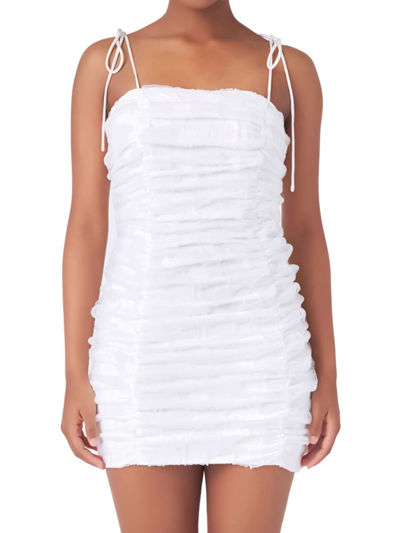 Shop Endless Rose Women's Shirred Mini Dress With Tie Straps In White