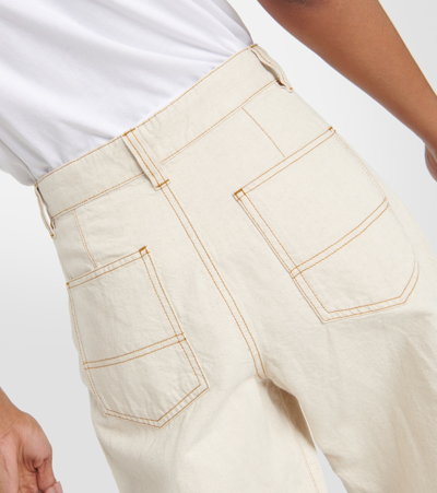 Isabel Marant Wide-leg Cotton And Hemp Trousers With Multiple Pockets In White