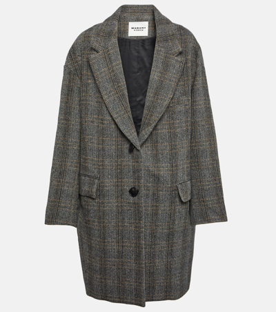 Shop Marant Etoile Limiza Herringbone Oversized Wool Coat In Multicoloured