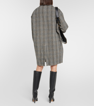 Shop Marant Etoile Limiza Herringbone Oversized Wool Coat In Multicoloured