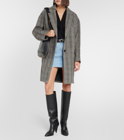 Shop Marant Etoile Limiza Herringbone Oversized Wool Coat In Multicoloured