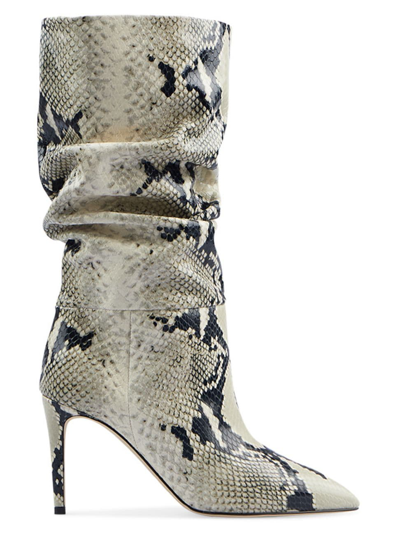 Shop Paris Texas Women's Slouchy Snakeskin-embossed Stiletto Boots In Natural