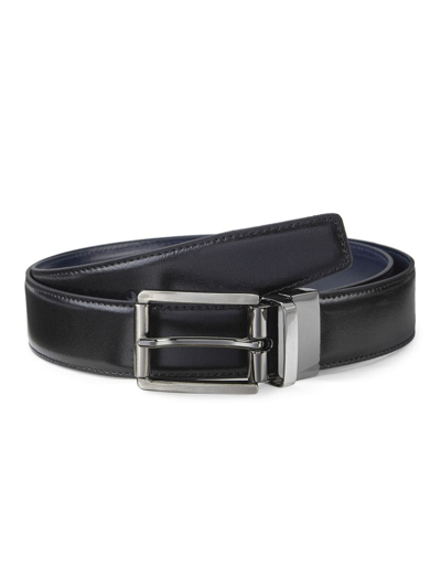 Shop Saks Fifth Avenue Men's Collection Reversible Leather Belt In Moonless