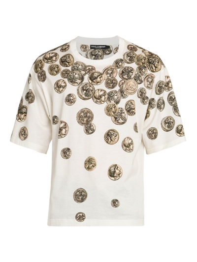 Shop Dolce & Gabbana Men's Coin Crewneck T-shirt In Monete Grandi