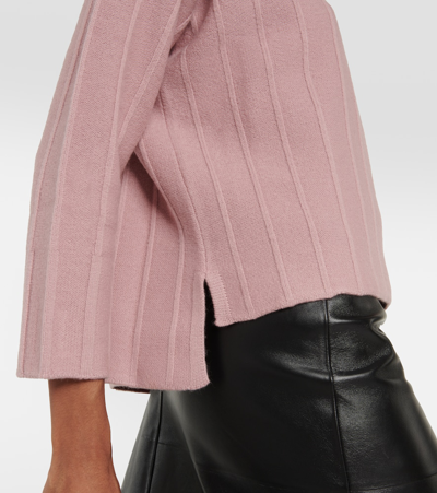 Shop Max Mara Beira Ribbed-knit Virgin Wool Turtleneck Sweater In Pink