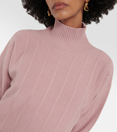 Shop Max Mara Beira Ribbed-knit Virgin Wool Turtleneck Sweater In Pink