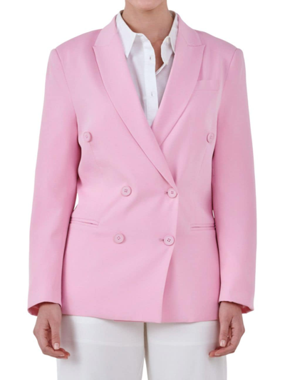 Shop Endless Rose Women's Double Breasted Basic Blazer In Pink