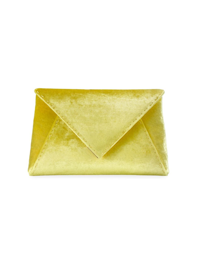Shop Tyler Ellis Women's Lee Pouchet Small Crushed Velvet With Gold Hardware In Limoncello