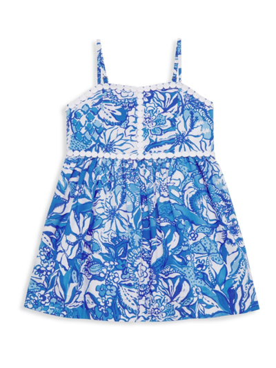 Shop Lilly Pulitzer Little Girl's & Girl's Mini Haylan Dress In Blue Tang Flocking Fabulous