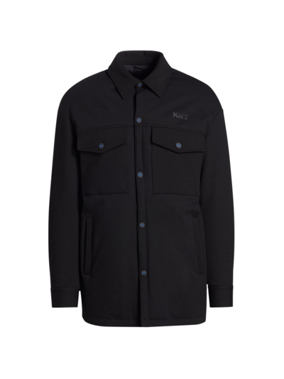 Shop Knt By Kiton Men's Guerriero Long Shirt Jacket In Black