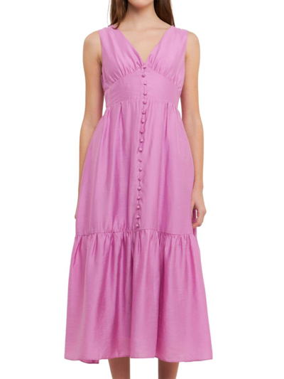 Shop Endless Rose Women's Front Button Dress With Back Bow In Orchid