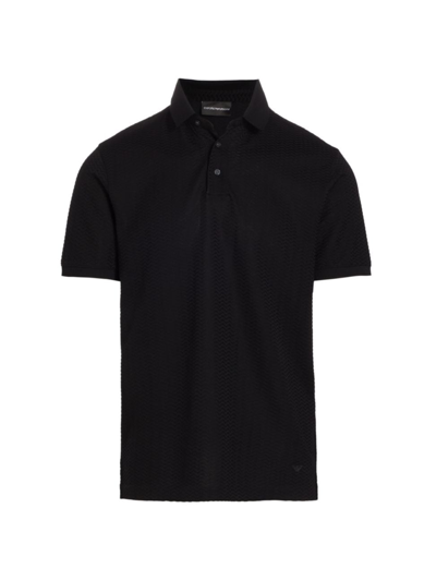 Shop Emporio Armani Men's Cotton Wavy Jersey Polo Shirt In Black