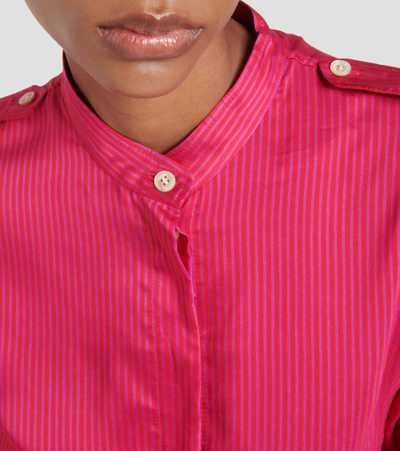 Isabel Marant Striped Band-collar Shirt In Pink