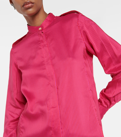 Isabel Marant Striped Band-collar Shirt In Pink