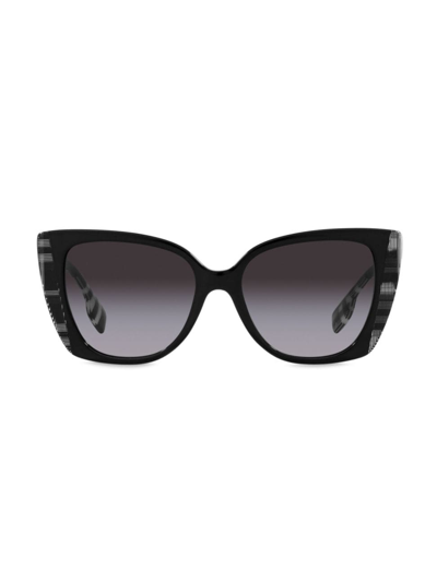 Shop Burberry Women's Meryl 54mm Low-bridge Fit Cat Eye Sunglasses In Grey Flash