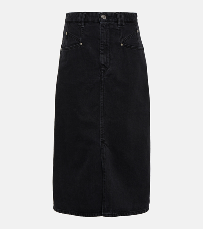 Shop Isabel Marant Dipoma Denim Midi Skirt In Black
