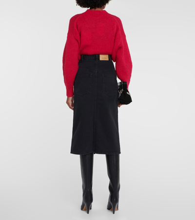 Shop Isabel Marant Dipoma Denim Midi Skirt In Black