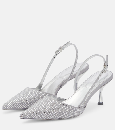 Simkhai Women's Dylan 65mm Satin & Crystal Slingback Pumps In Silver