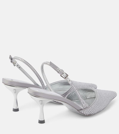 Simkhai Women's Dylan 65mm Satin & Crystal Slingback Pumps In Silver