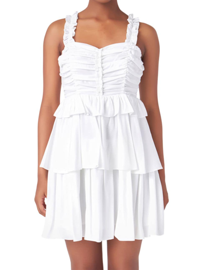 Shop Endless Rose Women's Corset Ruched Tiered Mini Dress In White