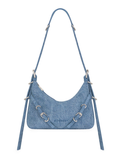 Shop Givenchy Women's Mini Voyou Bag In Denim In Medium Blue