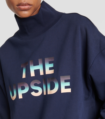 Shop The Upside Clementine Logo Cotton Fleece Sweatshirt In Blue