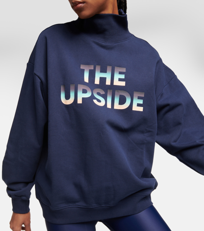 Shop The Upside Clementine Logo Cotton Fleece Sweatshirt In Blue