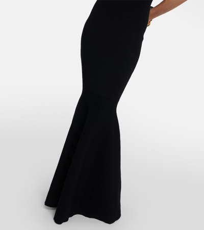 Shop Nina Ricci High-neck Wool-blend Maxi Gown In Black