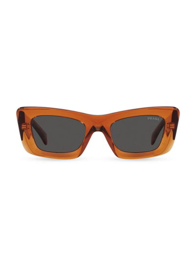 Shop Prada Women's 50mm Rectangular Sunglasses In Orange