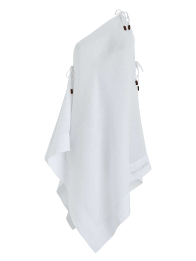 Shop Vilebrequin Women's Asymmetric Linen Cover-up Dress In Blanc