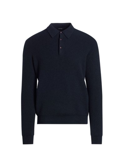 Shop Kiton Men's Cashmere Polo Sweater In Navy Blue