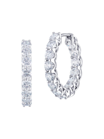 Shop Saks Fifth Avenue Women's 14k White Gold & 2 Tcw Natural Diamond Inside-out Hoop Earrings