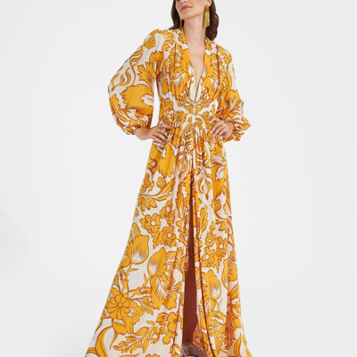 Shop La Doublej Long Camerino Dress In Va-va Gold