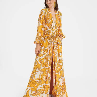 Shop La Doublej Long Camerino Dress In Va-va Gold