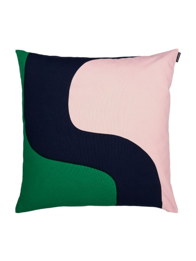 Shop Marimekko Seireeni Cushion Cover In Green Peach