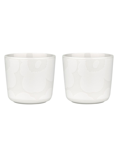 Shop Marimekko Unikko 2-piece Coffee Cup Set In White