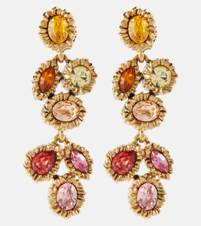 Shop Oscar De La Renta Lintzer Embellished Drop Earrings In Multicoloured