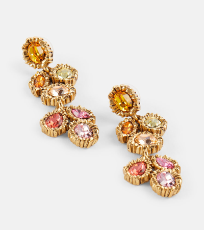 Shop Oscar De La Renta Lintzer Embellished Drop Earrings In Multicoloured