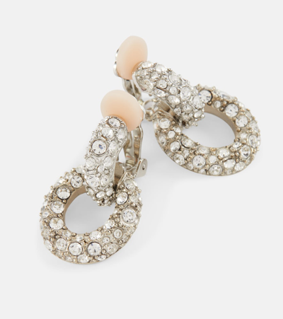 Shop Oscar De La Renta Eureka Crystal-embellished Clip-on Earrings In Silver