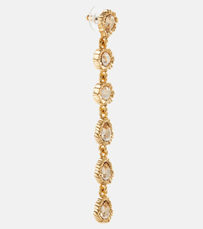 Shop Oscar De La Renta Lintzer Crystal-embellished Drop Earrings In Gold