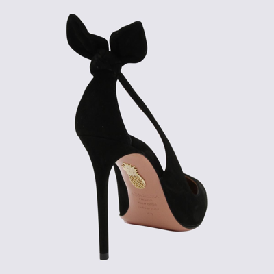 Aquazzura Suede Bow Stiletto Pumps In Black