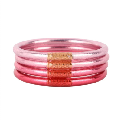Shop Budhagirl Women's Serenity Prayer All Weather Bangles In Carousel Pink In Multi