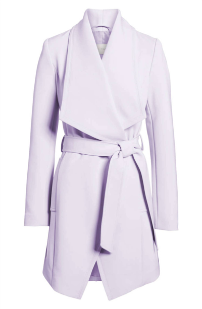 T Tahari Abbey Gabardine Belted Trench Rain Wrap Coat Jacket In Purple