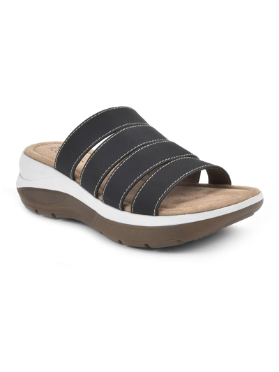 Shop White Mountain Facinate Womens Faux Leather Cushioned Footbed Footbed Sandals In Black