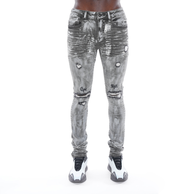Shop Cult Of Individuality Punk Super Skinny Belted Stretch In Grey