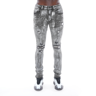 Cult Of Individuality Punk Distressed Super Skinny Jeans In Grey