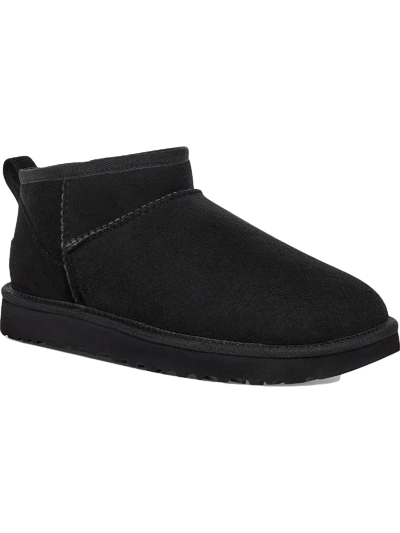 Shop Ugg Classic Ultra Mini Womens Suede Ankle Bootie Slippers In Black