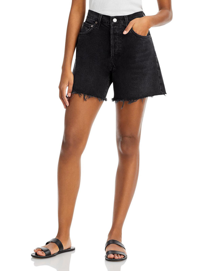 Shop Agolde Womens Frayed Hem High Rise Denim Shorts In Multi